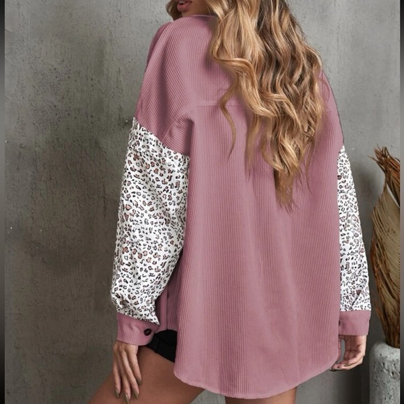 Leopard print patched corduroy shirt - Picture 3 of 5